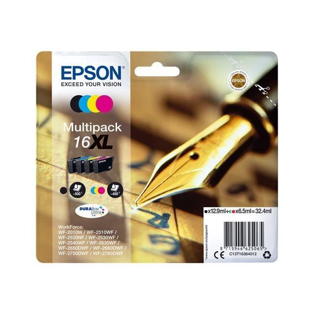 EPSON Multipack T1636 XL - Stylo Plume - Noir, Cyan, Magenta, Jaune (C13T16364012)