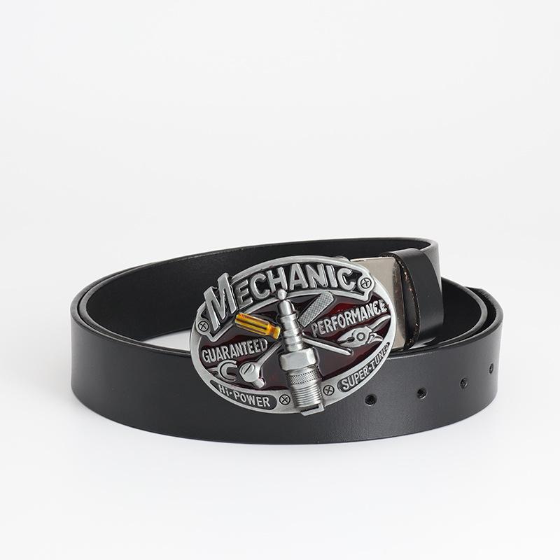 Retro New Men's Belt Cowhide Smooth Buckle Cowhide Belt Personalized Belt