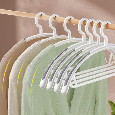 10 Perchas Antideslizantes, Resistentes, Duraderas, Sin Marcas en los Hombros, Percha Ancha de Plástico con Goma y Barra Horizontal para Armario