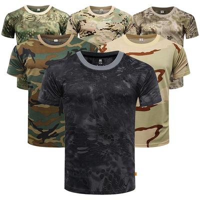 Python Print Militär Camouflage Dryfit Schnelltrocknendes Shirt Top Ärmel Fitnessstudio T-Shirt für Herren Outdoor Camping Mascube Kompression