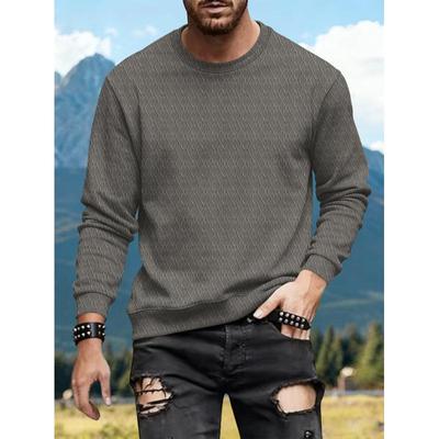 Men's 2025 Knitted Jacquard Cotton Crew Neck Sweatshirt - Long Sleeve, Loose Fit, Versatile Casual Base Shirt