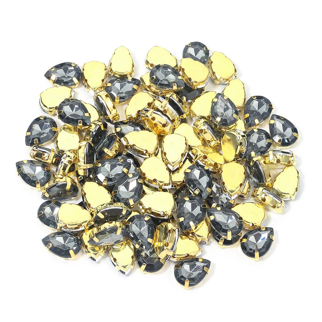 50 Stück/Los Bunte Tropfenform Acryl Aufnäher Strasssteine Mit Goldener Kralle Basis Tropfenform Perlen Für Kleidung Schmuck Dekoration