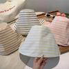 Striped Fisherman Hat Foldable Beach Sun Hat Fashion Panama Cap  Outdoor