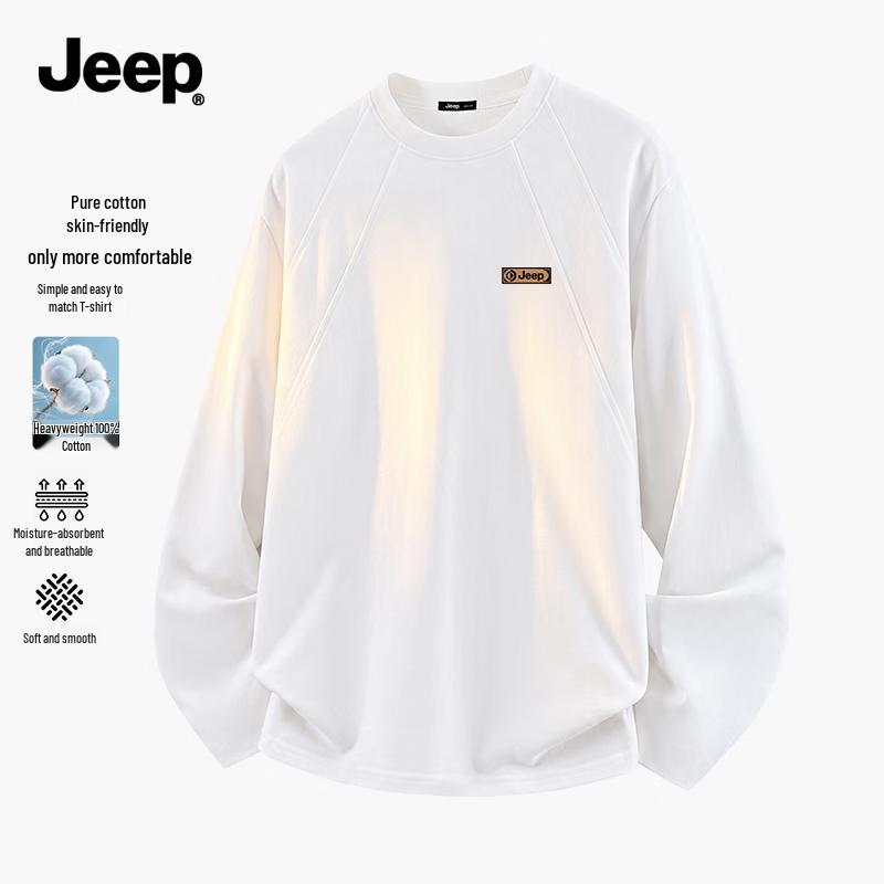 Jeep Men's Crew Neck Long Sleeve Cotton T-Shirt