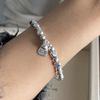 100% Massives 925er Sterlingsilber Retro-Armband für Damen Herren Vintage Handgefertigt Steinperle Einfaches Armband Geburtstagsgeschenk