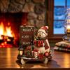 Wooden Holiday Wall Art Christmas Table Sign, 2D Flat Santa Claus/Snowman Reading Desktop Ornament Winter Party Decorations with Stand, Tabletop