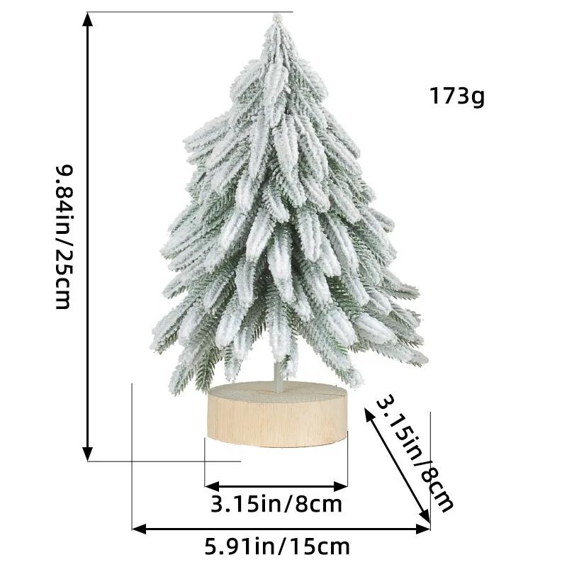 Mini Artificial Christmas Tree Frosted Bottle Brush Christmas Tree with Wood Base Pine Tree for Christmas Home Table Top Decor