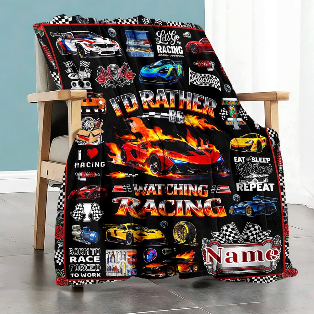 Racing Car Theme Customize Your Name Home Blanket S Comfortable Soft Lightweight Allseason Multipurpose Blanket For Picnics Sofas Offices Beds Living
