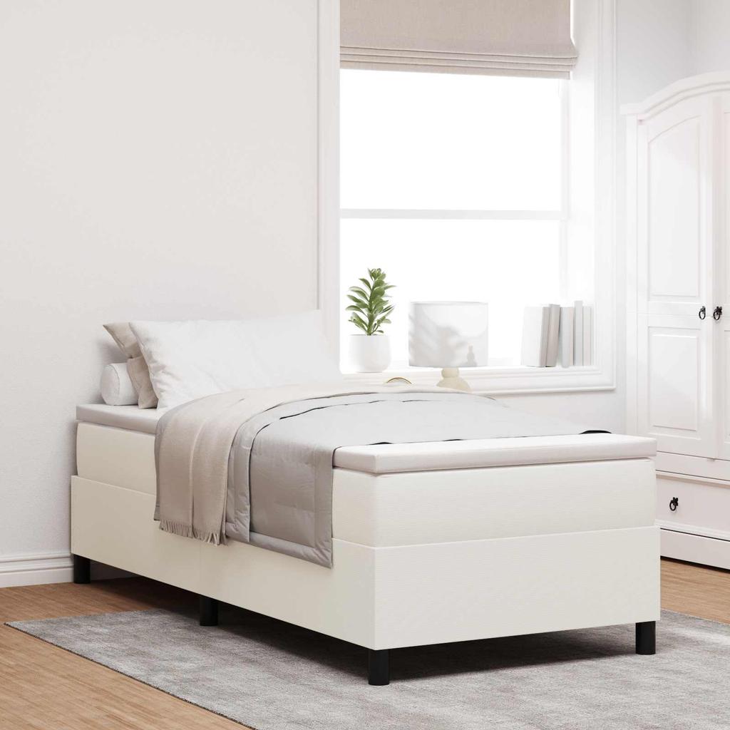 Platform Bed Frame Cream 100 x 200 cm Corduroy Fabric