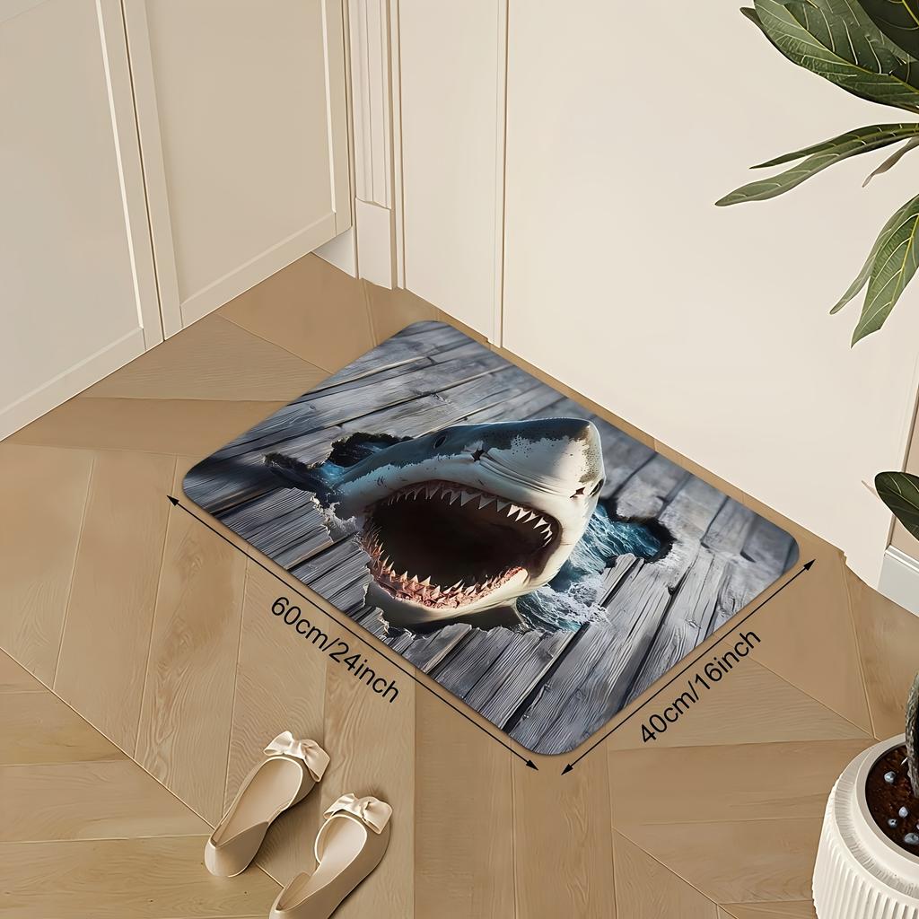 Shark Attack Rug - 3D Illusion Floor Mat for Bold Interiors, Great for Kids' Rooms or Game Rooms | Novelty Rugs