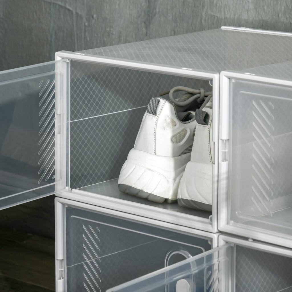 Modular Shelving System with 8 Compartments, Plug-In Shelf, 25 cm x 35 cm x 19 cm, Transparent