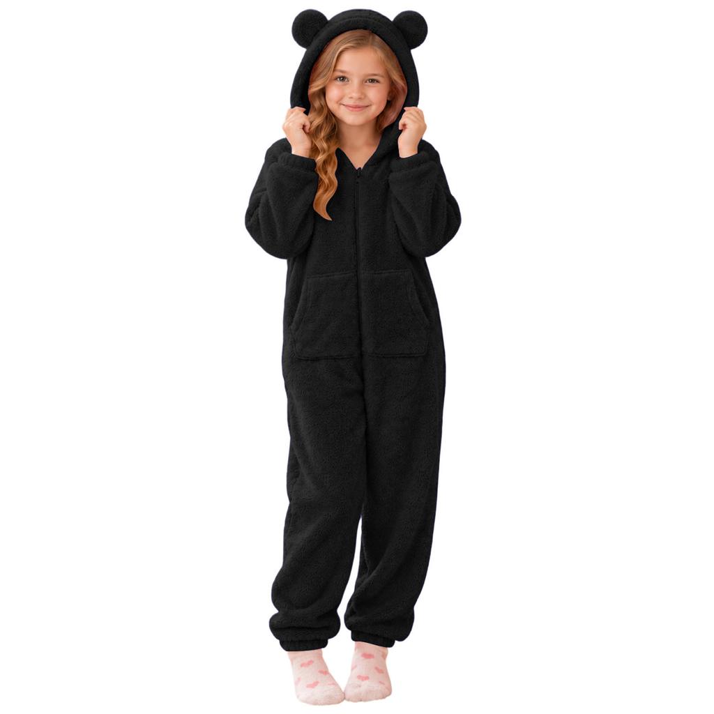 Kids Warm Double-Sided One-Piece Pajamas Jumpsuit Loungewear for Boys and Girls