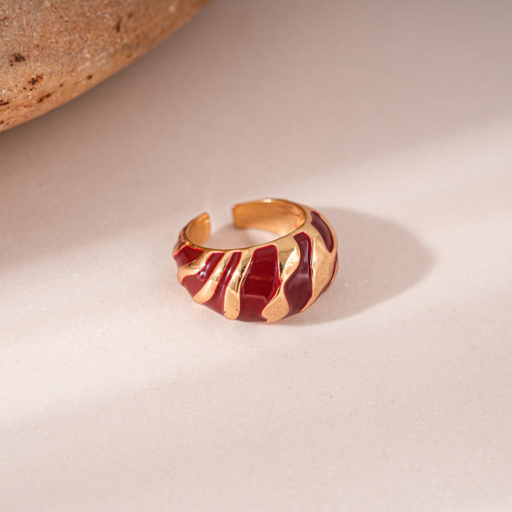 European and American oil dripping irregular lines open ring light luxury high-end ring personality temperament jewelry