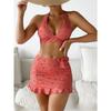 Maillot de bain trois pièces pour femmes à imprimé multicolore, bikini fendu sexy à la mode européenne et américaine