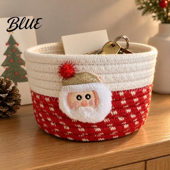 Cute Table Organizers Desktop Decorative Basket Christmas Woven Storage Cotton Rope Theme Organizer Handmade Fabric