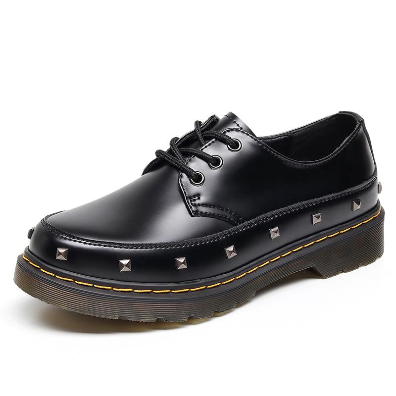 

1 Low-top Martin shoes men s leather I classic simple black men s hole casual single shoes 38 чёрный