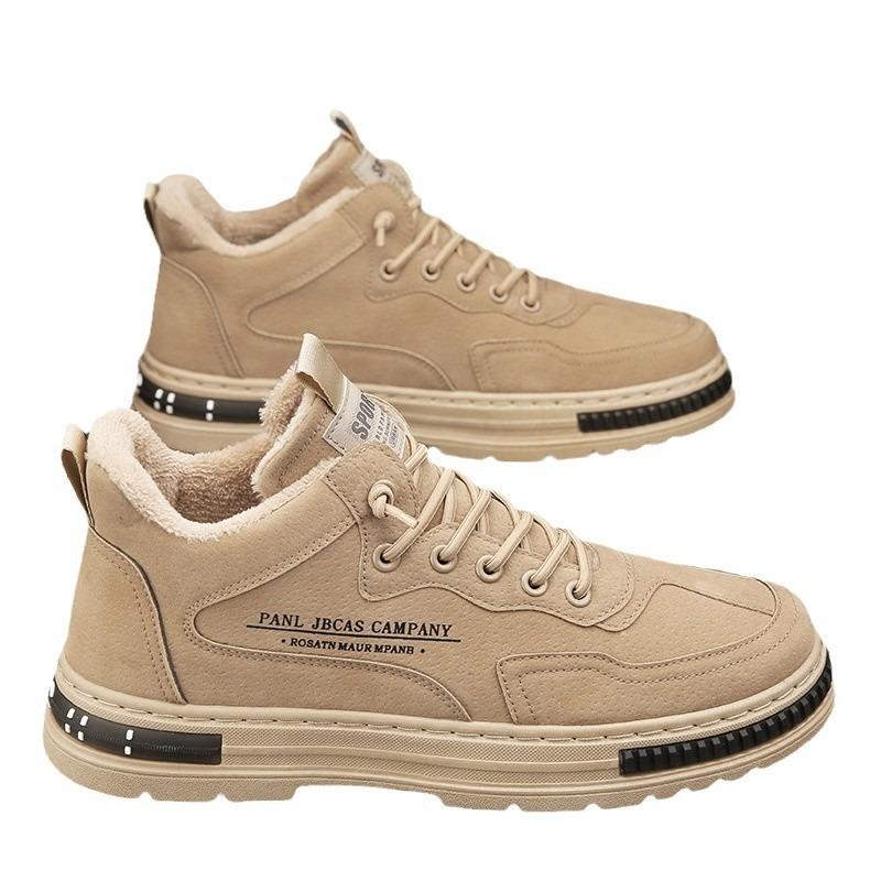 Fleece Men's Shoes Winter Warm Cotton Shoes One Pedal Sports Leisure Work Waterproof and Non-slip Black Trendy Shoes