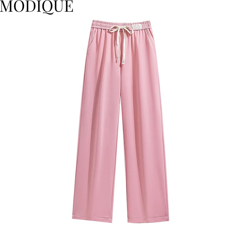 MODIQUE Jaro Léto Nadměrná velikost Nové Ženy Volné Ležérní Bavlna Rovné Dlouhé Kalhoty Tepláky Dámské Všestranné Základy Široké nohavice Délka ke kotníkům