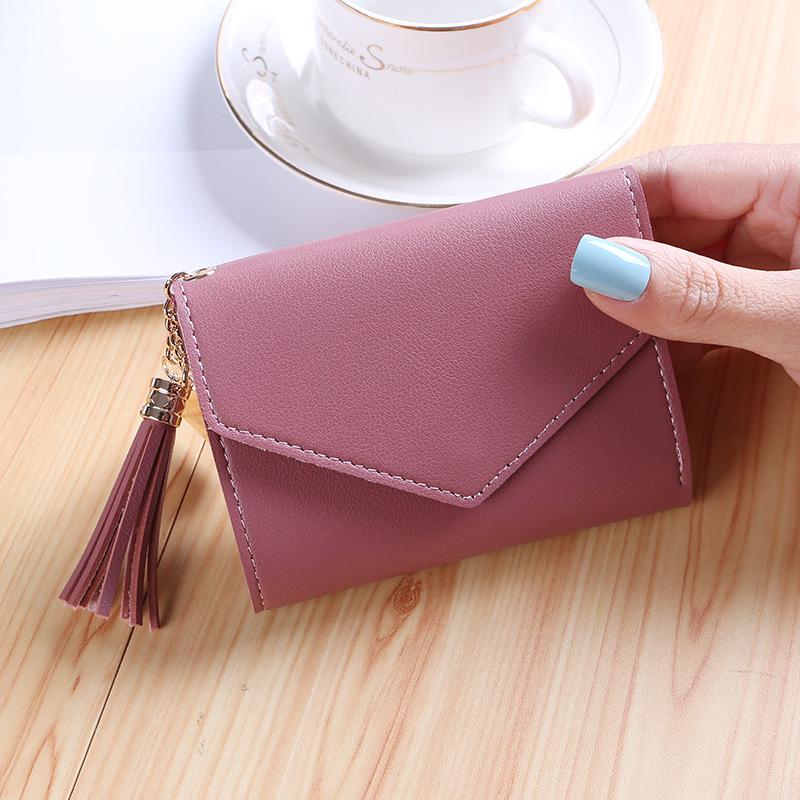 Trendy Women's Short Wallet: Cute Tassel Mini Coin Purse with Japanese-Korean Design