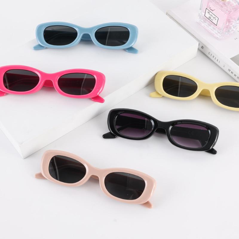 Elliptical Personalized Sunglasses Fashionable Trend Solid Color Emale Retro Anti-UV Sunglasses