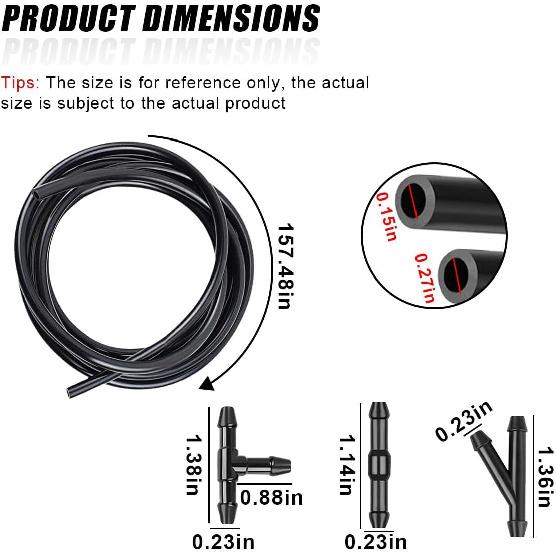 ZIMISI 13PCS Car Windshield Washer Hose Kit, Includes 12 Hose Connectors and 1 4M Washer Fluid Hose, Windshield Repair Kit, Universal Accessories for