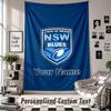 Wall Hanging Tapestry With Custom Name & Text, NSW Blues Logo Decorative Tapestry For Bedroom