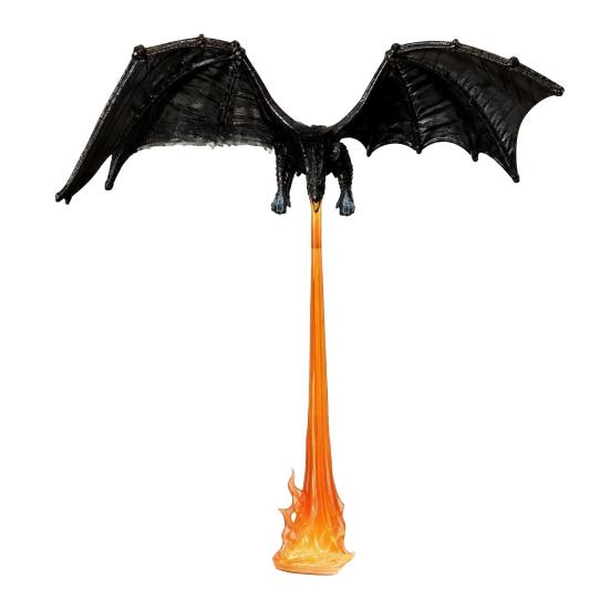 Mythical Creature Statue Dragon Bookshelf Nook Light with LED Flame Effect, Fantasy Shelf Decor, Wooden Clamp Flying Display Ornament for Study