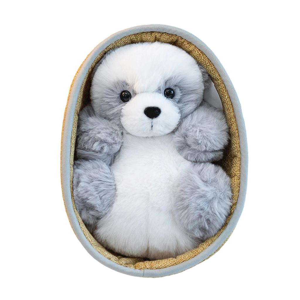Plush Stuffed Animal Toy with Woven Basket Bed for Children's Gift Decorative Soft Doll