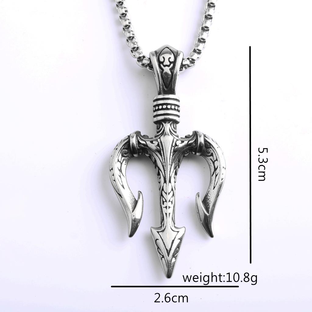 **European Retro Trident Pendant Necklace In Stainless Steel**