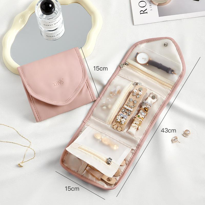Popular Foldable Jewelry Case Roll Travel Organizer Portable for Journey Earrings Rings Diamond Necklaces Brooches Storage Bag