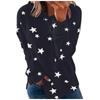 Women Fashion Hooded Star Print Patchwork Long Sleeves Tops Blouse Sweatshirt