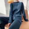 2025 Spring Elegant Solid Color Knit Sweater & Wide-Leg Pants Two-Piece Set for Women