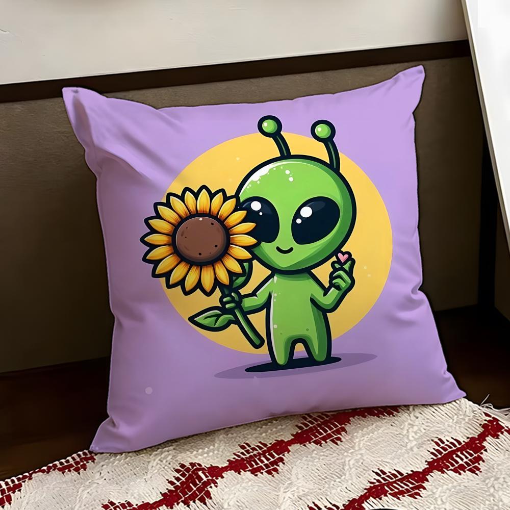 Loopy Silly Alien Cushion Cover Reversible Soft Durable Pillow Cover Home  Car MultiScene Use for Daily Comfort
