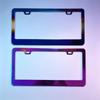 2 Pcs Stainless Universal US Model License Plate Frame Steel Front And Rear Metal Car License Plate Frame Label Cover Screw Cap License Plate Covers