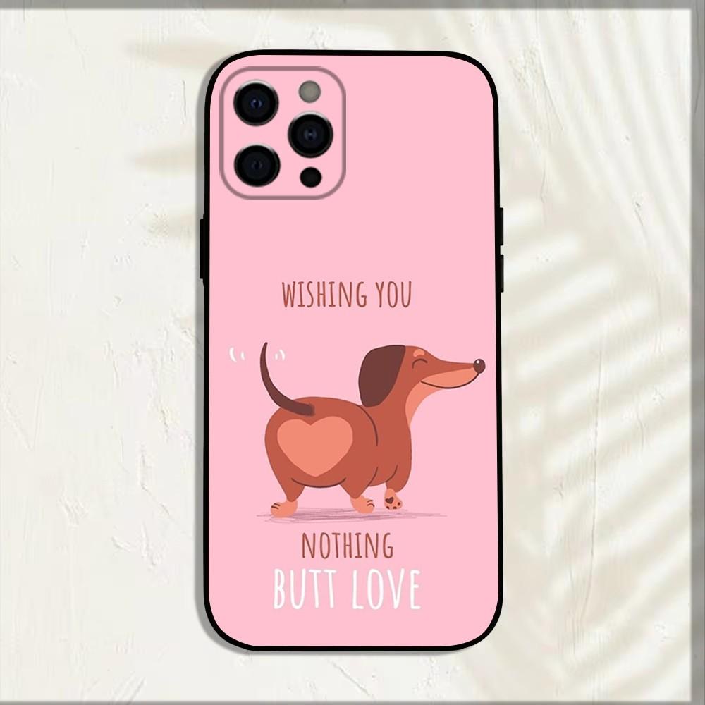Funny Dachshund Dog Pet Phone Case For iPhone 15,14,13,12,11,Pro,X,XS,Max,XR,Plus,Mini Soft Black Cover