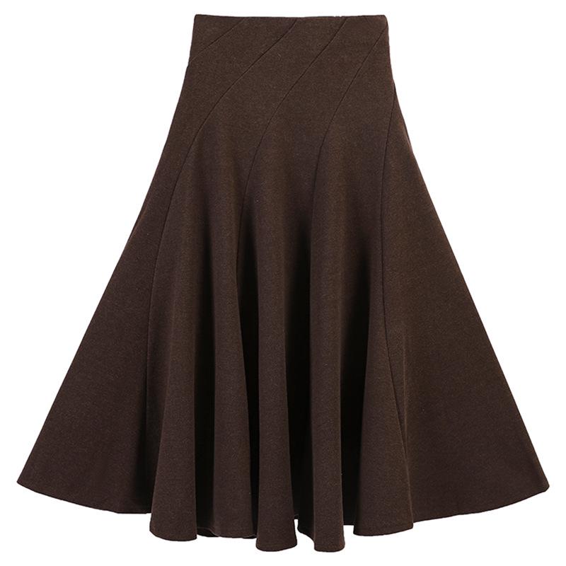 

Women s Elegant French Retro Midi Skirt with Three-Dimensional Cut for Autumn/Winter Extra Large коричневый