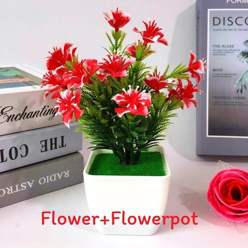 Plastic Camellia Sasanqua Botanical Potted Plant For Gift And Decor Interior