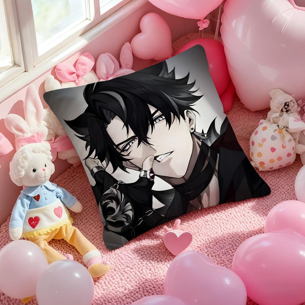 Anime Wriothesley Cushion Cover Pattern Printed Pillowcase for Living Room Sofa Cushion Cover & Bedroom Decor