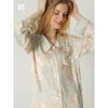 2024 Summer New French style V-neck Sweet Print Tribute Satin Cotton Silk Comfortable Home Wear Pajamas Women's Long-Sleeved Nightdress