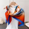 Watercolor Flower Simulation Silk High-end Large Square Scarf Silk Scarf Printing Travel Shawl Scarf Sunscreen Headscarf Women's Scarf