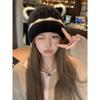 Knitted Plush Hat Women's Autumn and Winter Furry Thickened Warm Fisherman Hat Cute Face Showing Small Wool Hat New Style