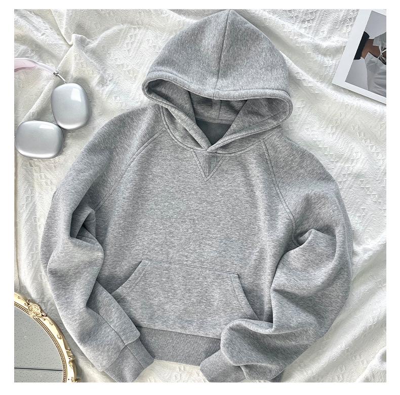 Women's Slim Fit Gray Hooded Sweatshirt - Petite Autumn Style 2025