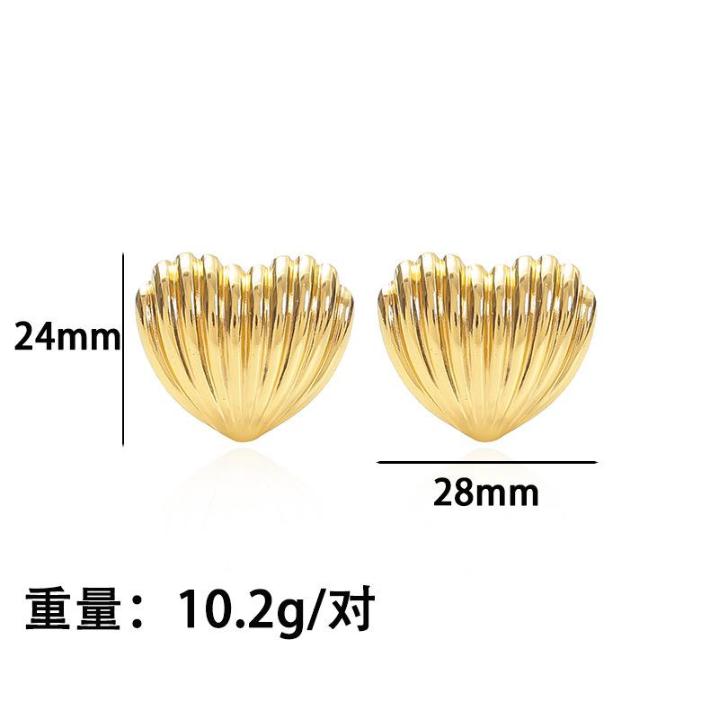 

Internet celebrity explosion love texture stainless steel earrings personality trend geometric peach heart texture earrings stud earrings