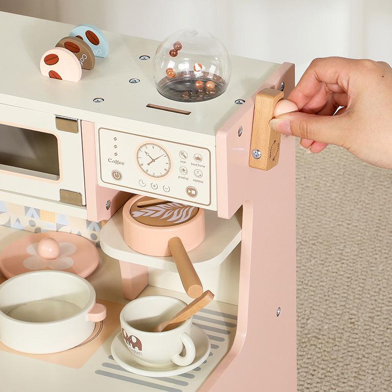 

Pink Wooden Pretend Play Kitchen & Coffee Machine Toy for Toddlers 47.5*23.5*54 cm розовый
