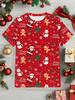 Kids Clothes Cartoon Santa Claus Christmas Tree Graphic T-Shirt Boy Girl Christmas Top for 2-14Y Short Sleeve Tee for Xmas Gift