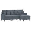 3 Seater Sofa with Footstool Dark Grey 180 Cm Velvet