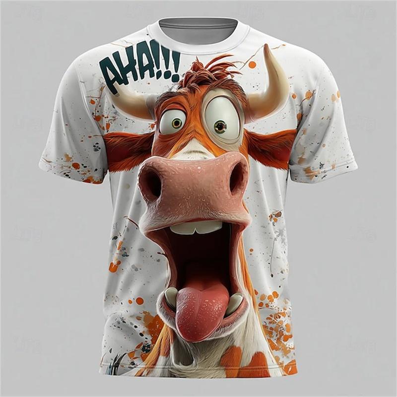 3D Printed Funny Horse Duck T-Shirt For Men Dog Chicken Graphic Tees Summer Casual Round S