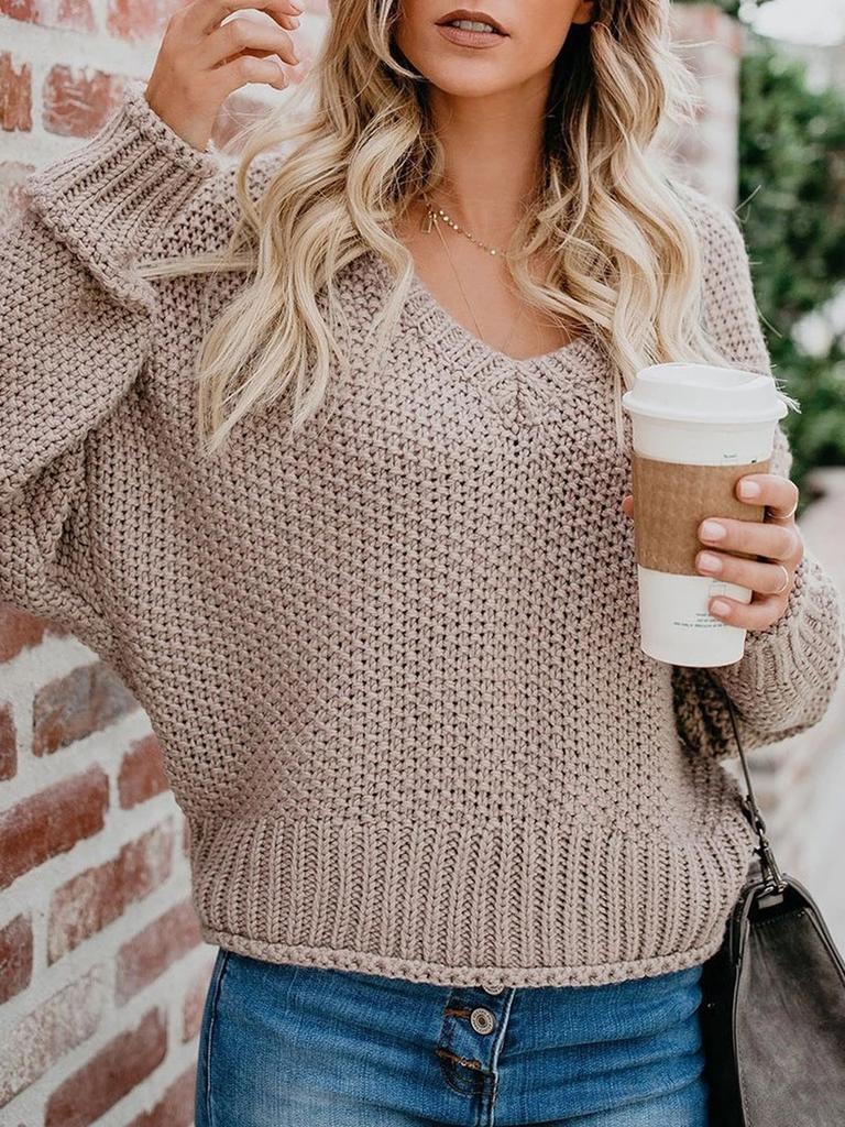 Autumn New Arrivals Loose Knit V-Neck Sweater Women's Clothing