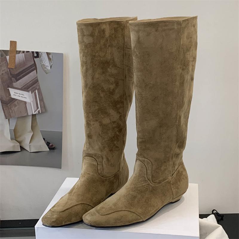 

Eilyken 2026 New Winter Round Toe Knee High Boots Women Concise Punk Modern Long Boots Low Heels Ladies Shoes 35 хаки