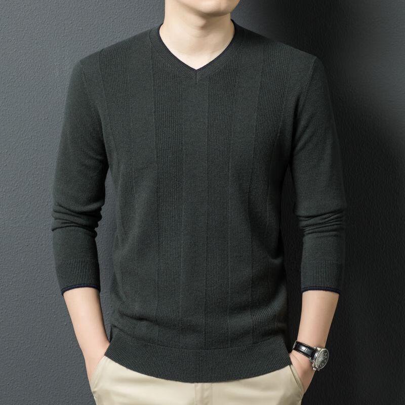 

FENGXUN Men s 100% Pure Wool V-Neck Sweater FXT5181 190